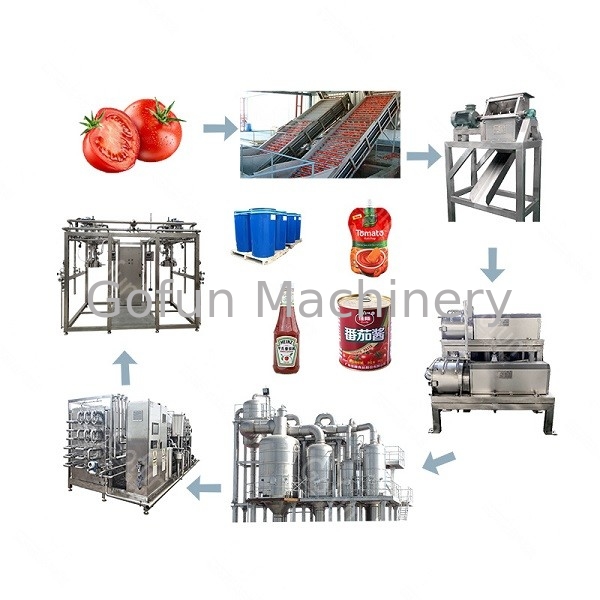 Linha de processamento industrial empacotamento asséptico do tomate de SS304 500T/D dos sacos