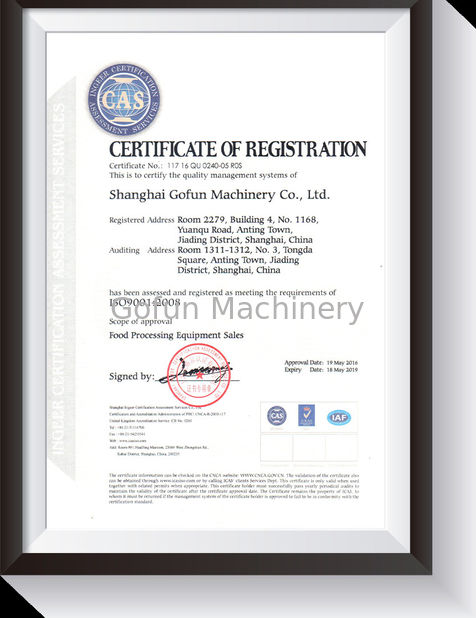 CHINA Shanghai Gofun Machinery Co., Ltd. Certificações
